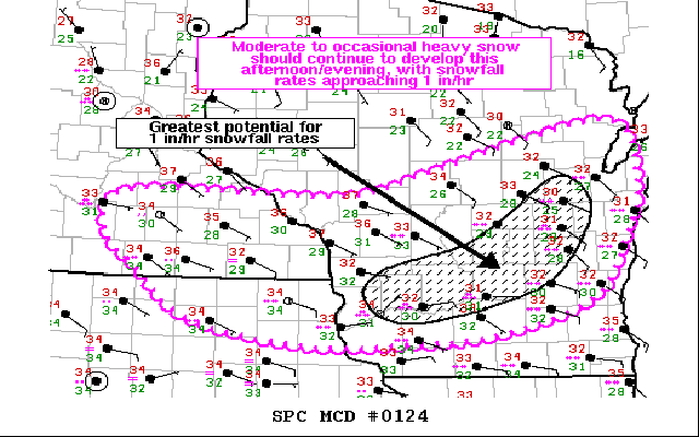 Moderate to Occasional Heavy Snow Should Develop Over Portions Of Northern Iowa.