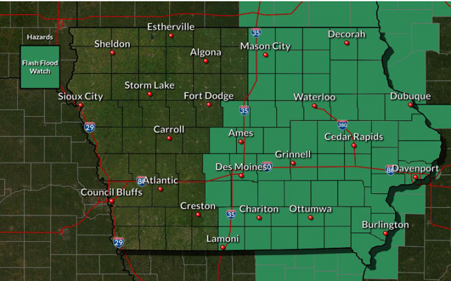 Flash Flood Watch for portions of North Central Iowa and Southern Minnesota Tuesday morning through Wednesday morning