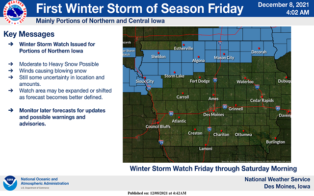 A WINTER STORM WATCH is in effect from Friday Afternoon through late Friday Night.