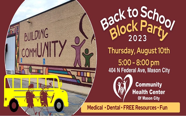 <h1 class="tribe-events-single-event-title">Community Health Center of Mason City To Hold Back to School Block Party 🚸🚍</h1>